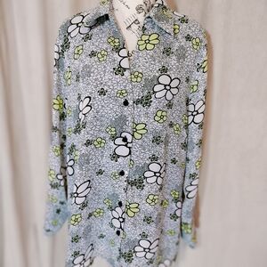 Milano Woman Beautiful Bold Floral Print Long Sleeve Blouse. Size 1X